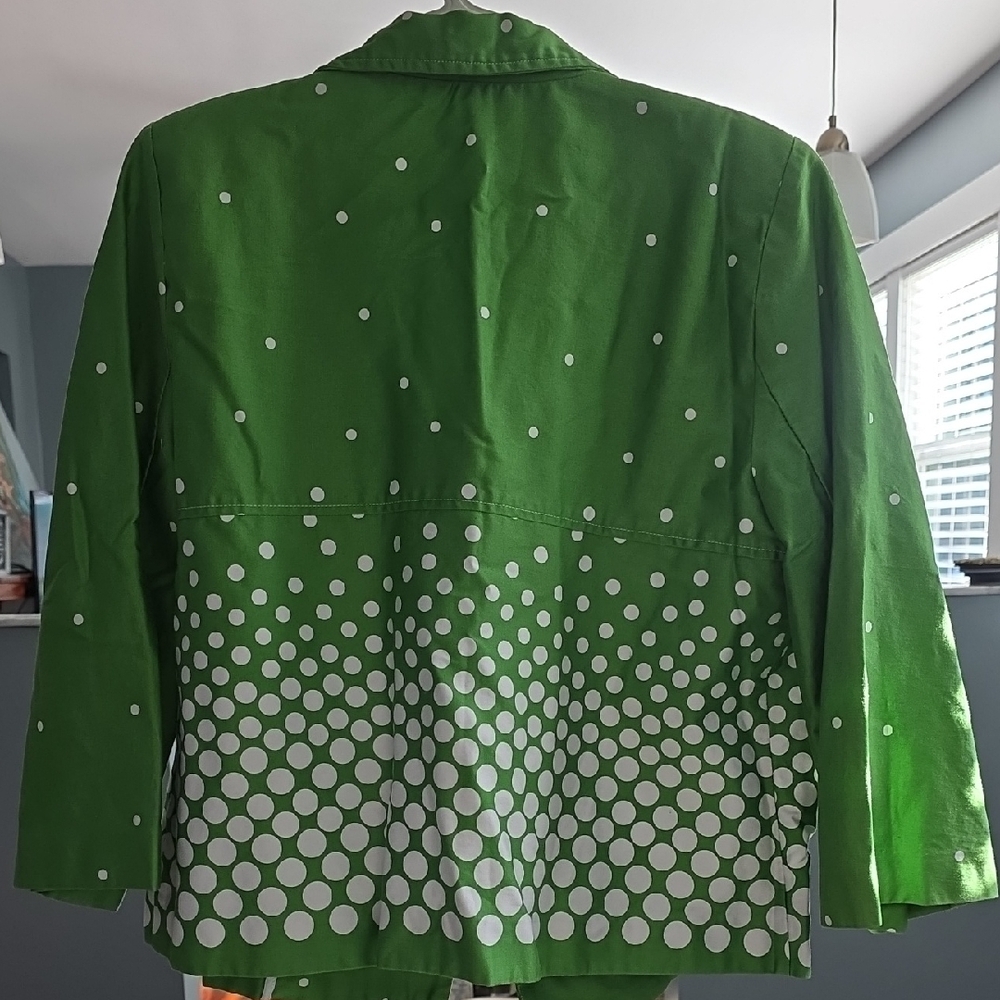 dressbarn Green and White Polka Dot Pea Coat - Picture 3 of 7